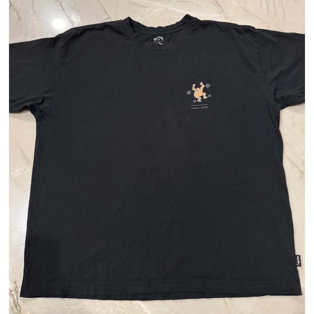 Billabong x Keith Haring Organic‎ Cotton Black Graphic T-Shirt Mens XL  Dancing